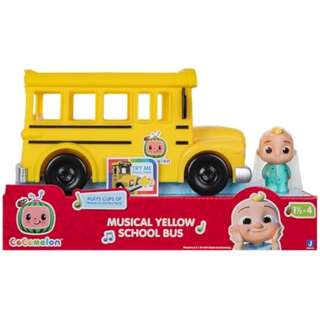 CoComelon Musical Yellow School Bus with JJ Figure - Toddler Toy
