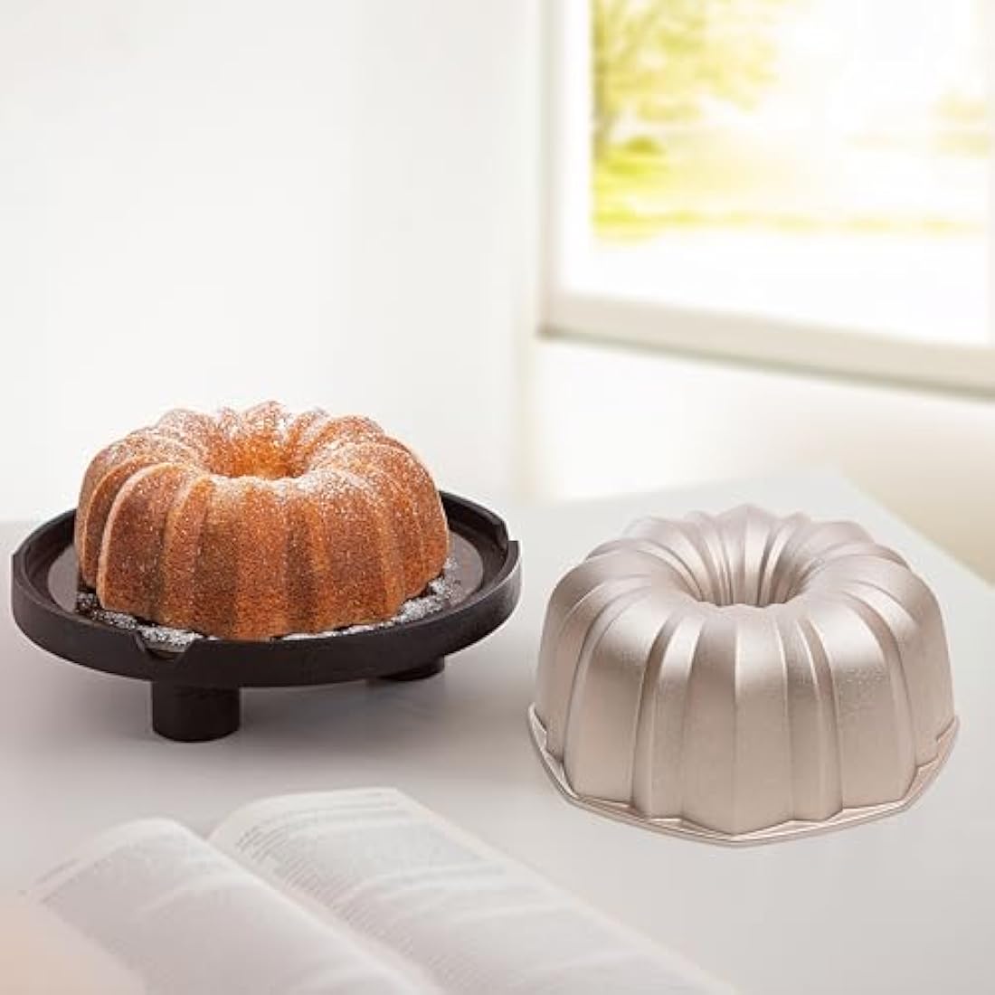 Erreke Fluted Cake Tin – 24cm Non-Stick Cast Aluminium Mould, Rose Gold