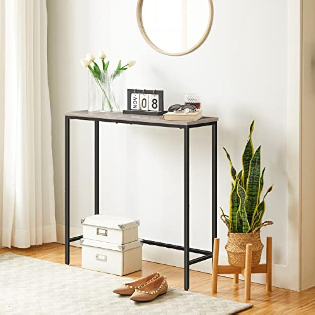 HOOBRO Slim Console Table - Industrial Metal Entryway Sofa Table, Greige
