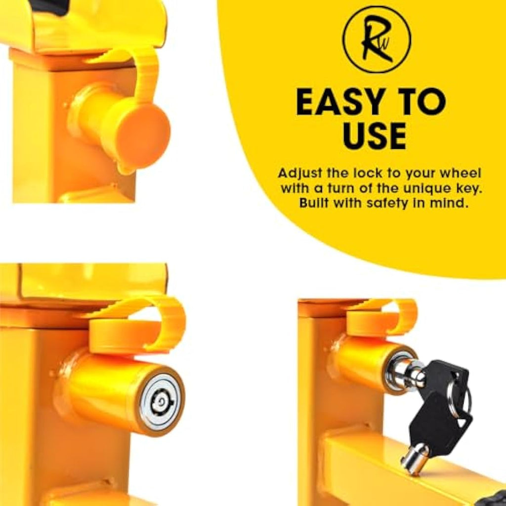 RocwooD Heavy Duty Wheel Clamp Lock – Anti-Theft Trailer Security