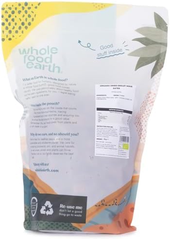 Wholefood Earth Organic Pitted Deglet Nour Dates – 2kg Raw Vegan Snack