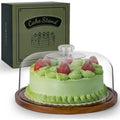 Jolof Store Acacia Wood Cake Stand with Acrylic Dome Lid – 12 Inch