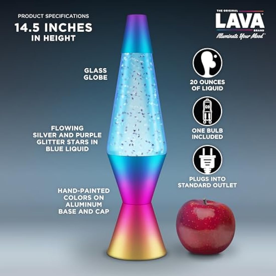 Lava Lamp – 14.5" Chrome Star Glitter Motion Lamp in Green |