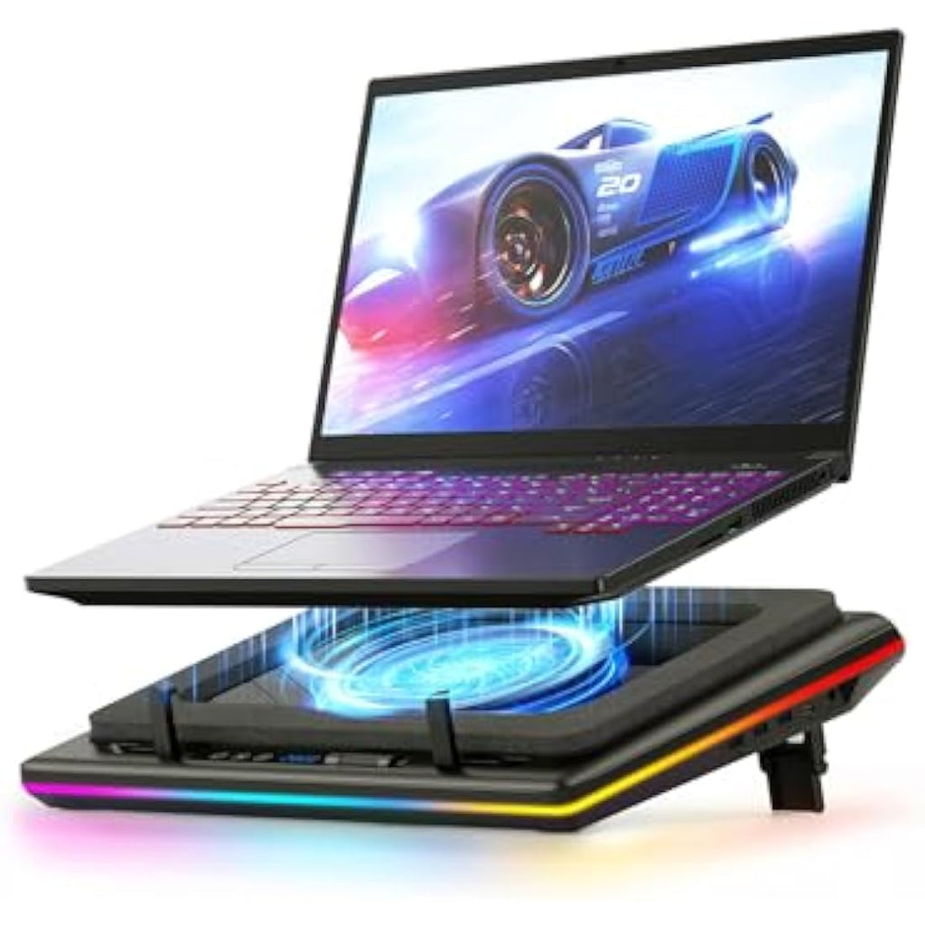 llano RGB Laptop Cooling Pad – Turbo Fan Gaming Cooler for 15-19in Notebook