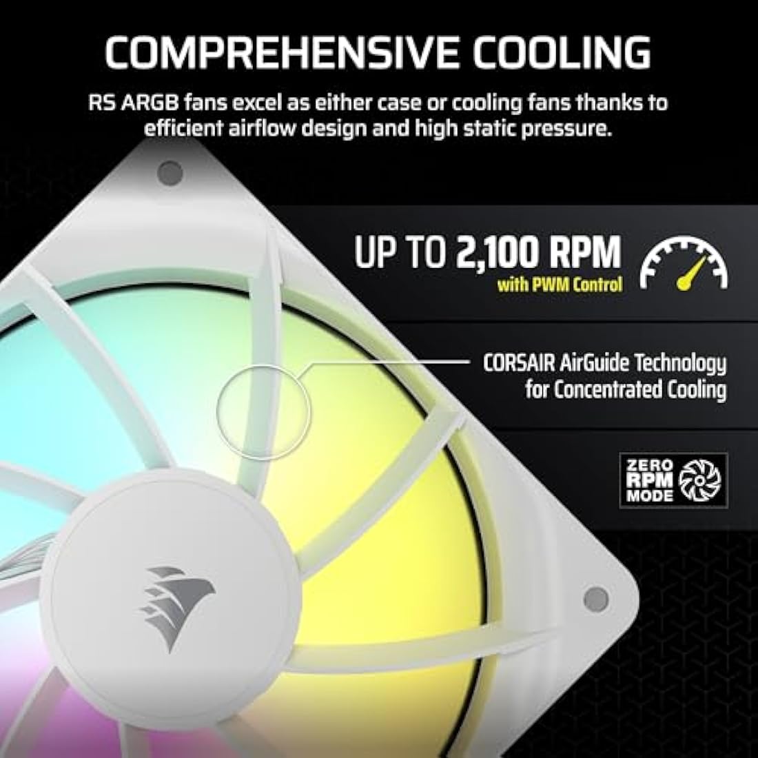 Corsair RS120 ARGB 120mm PWM Case Fans – Magnetic Dome – Triple Pack White