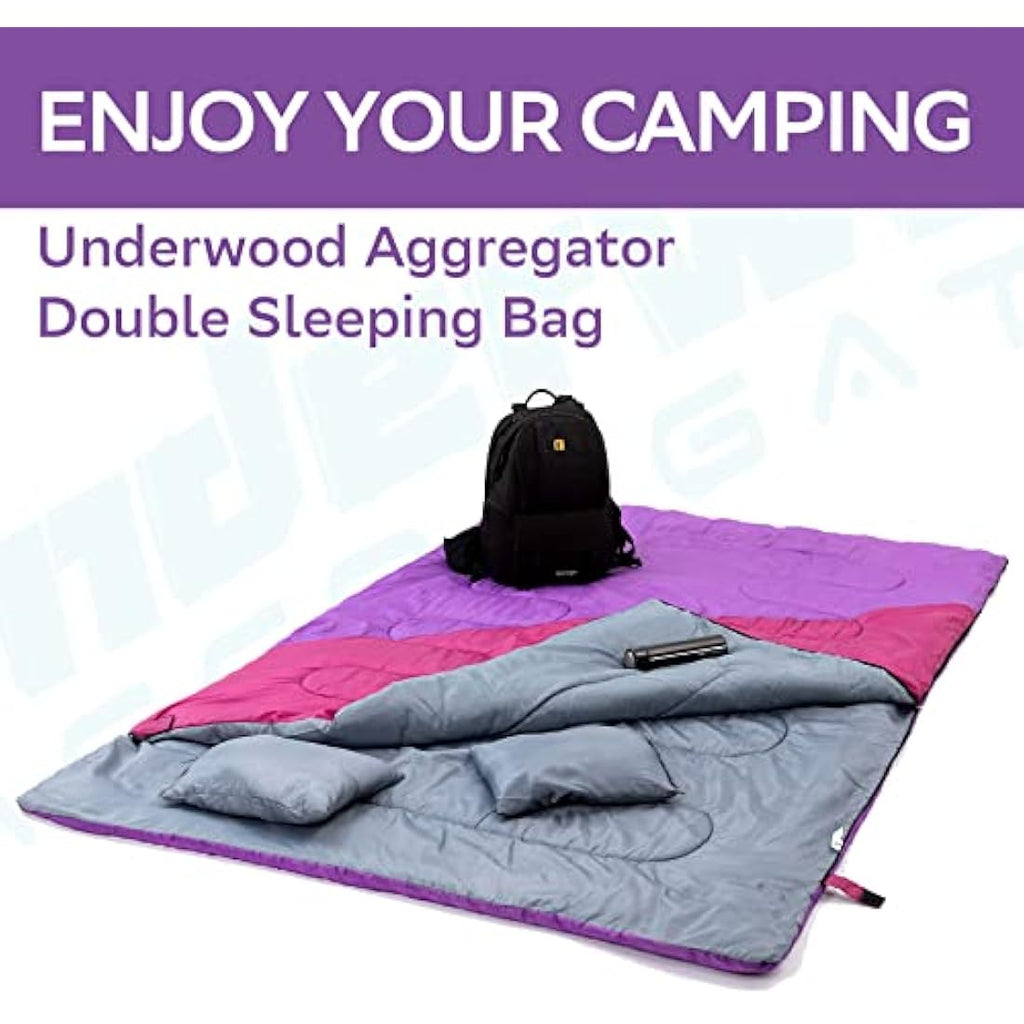 Jolof Store Double Sleeping Bag – 3 Season Lightweight with 2 Pillows