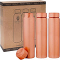 Pure Copper Water Bottle - 550ml Slim Ayurvedic Vessel (3 Pack)