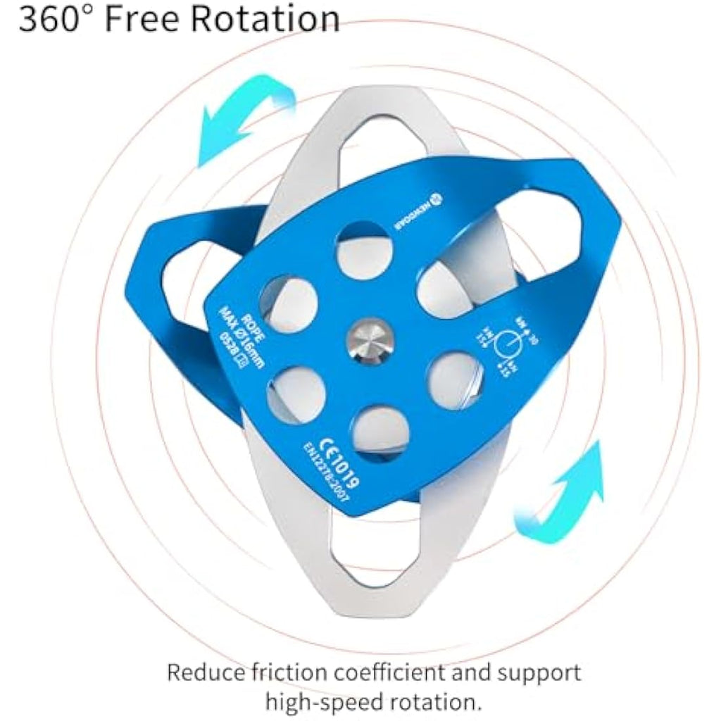 NewDoar 30KN Double Rescue Pulley | 16mm Rope Sheave for Tree Climbing