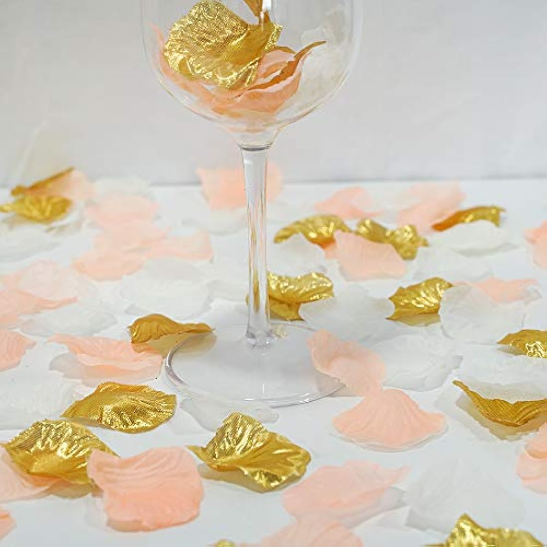 Silk Rose Petals – 1200pc Peach, Cream & Gold Wedding Decor