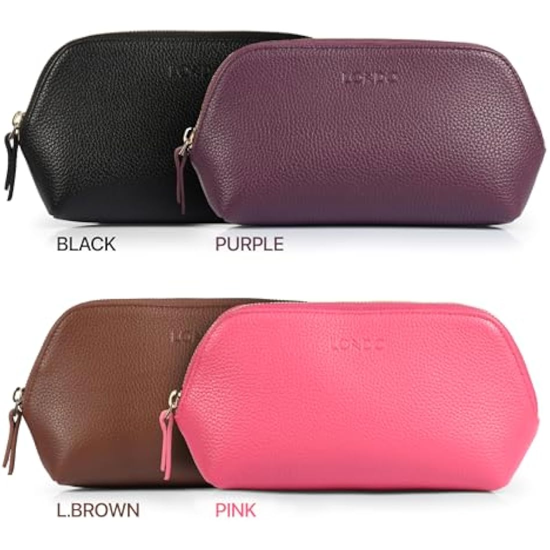 Londo Genuine Leather Makeup Bag | Travel Toiletry Pouch & Clutch - Purple
