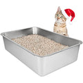 IKITCHEN Stainless Steel Cat Litter Box – Large Odor-Free Metal Pan