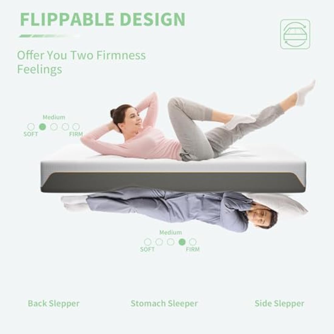Doubleslee 4FT6 Double Memory Foam Mattress | Medium Firm Gel Foam