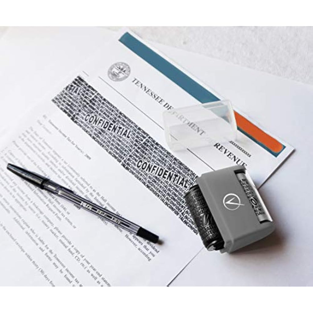 Vantamo Identity Theft Protection Roller Stamp with 6 Refills – Gray