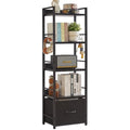 Aibiju 5-Tier Industrial Ladder Shelf – Narrow Metal Bookcase with Drawer
