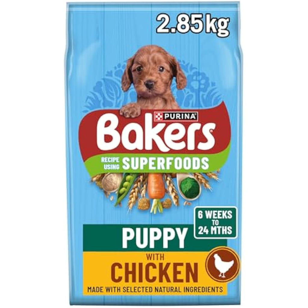 Bakers Puppy Dry Dog Food Chicken and Veg - 2.85kg (Pack of 4)