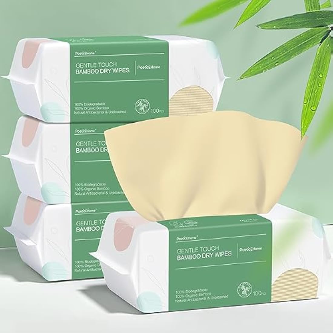 PoeticEHome Bamboo Dry Baby Wipes | 100% Pure Hypoallergenic Cloths | 400ct