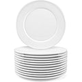 12-Piece White Porcelain Side Plates | 8-Inch Dessert Dishes