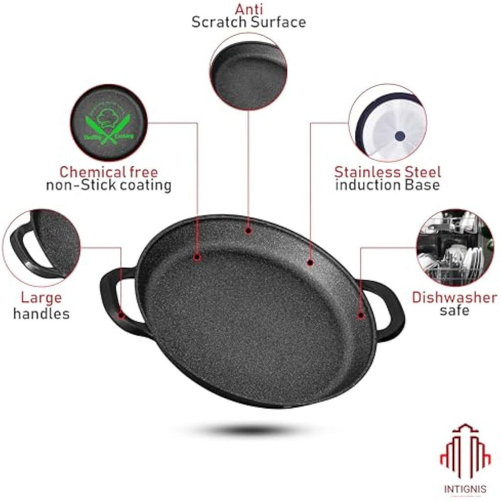 Intignis 40cm Non-Stick Paella Pan – Induction Carbon Steel Cookware