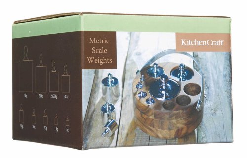 KitchenCraft Living Nostalgia Metric Scale Weights with Wood Holder – 10pc