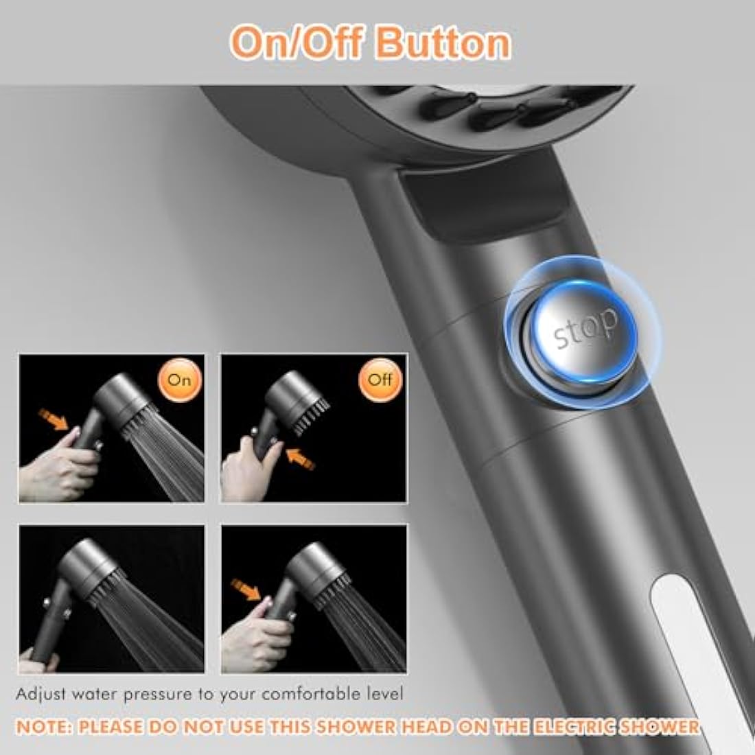 MEKO 15-Stage Filter Shower Head - High Pressure Handheld with Hose, Grey