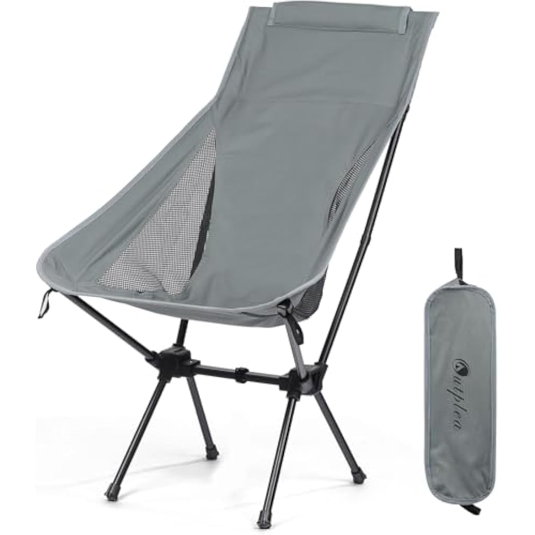 Outplea Lightweight High Back Camping Chair | Portable Folding Chair, Grey