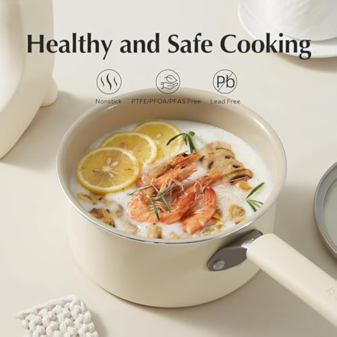 Redchef Ceramic Nonstick Saucepan with Lid | 16cm Small Cooking Pot