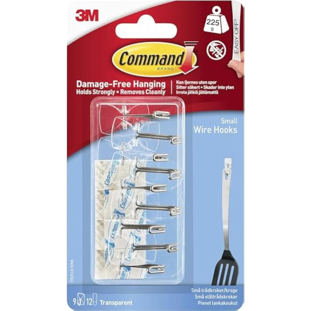 Command Clear Wire Hooks – 9 Pack Damage-Free Adhesive Wall Hangers
