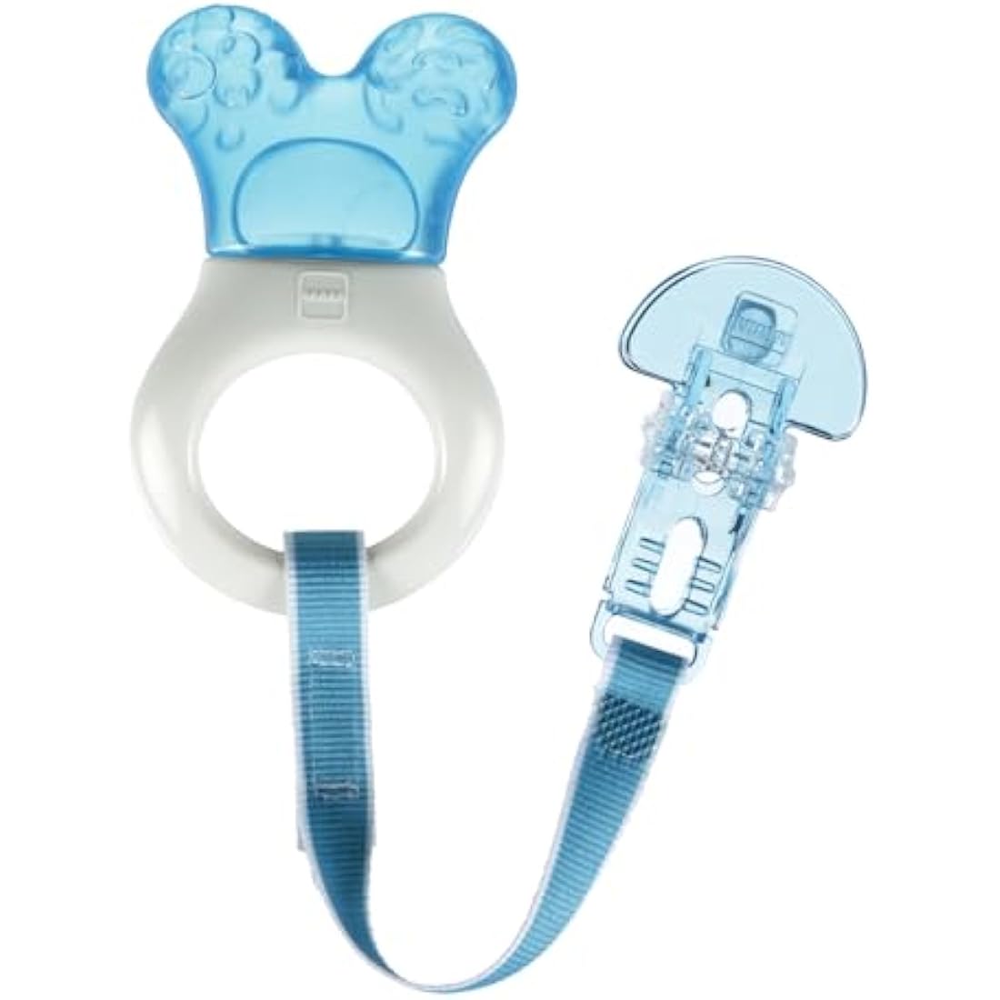 MAM Mini Teething Cooler and Clip – Blue Cooling Teether, 2+ Months