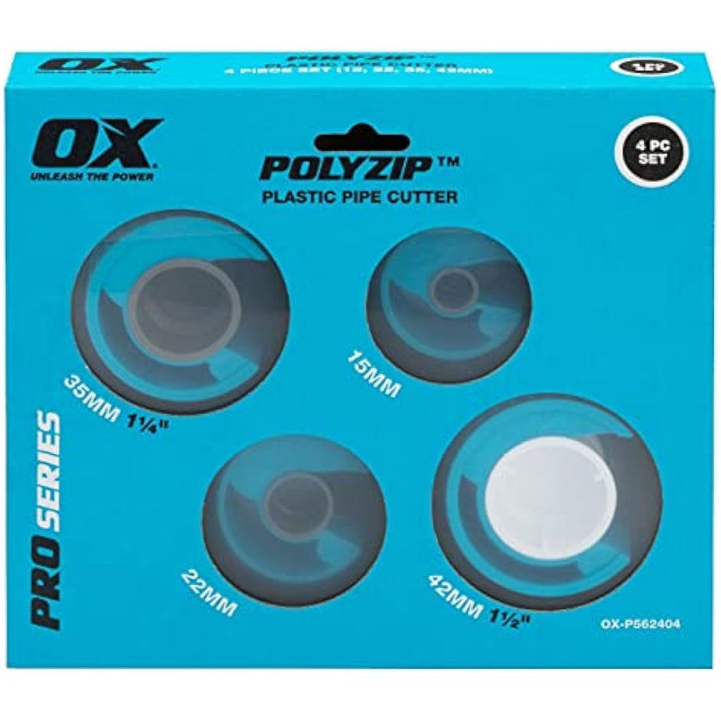 OX Pro PolyZip Pipe Cutter Set - 4 Piece Professional Plumbing Tools