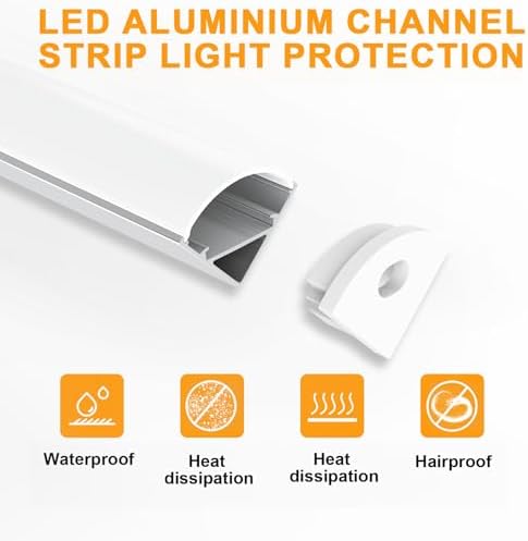 Angdarun V-Shape LED Aluminum Profile | 12-Pack 1M Channels with Diffuser