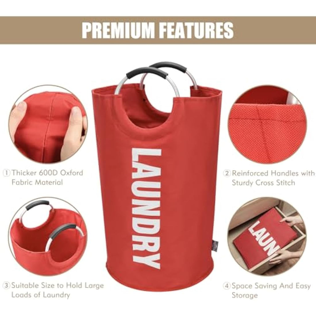 DOKEHOM 90L Large Laundry Basket | Waterproof Oxford Clothes Hamper - Red