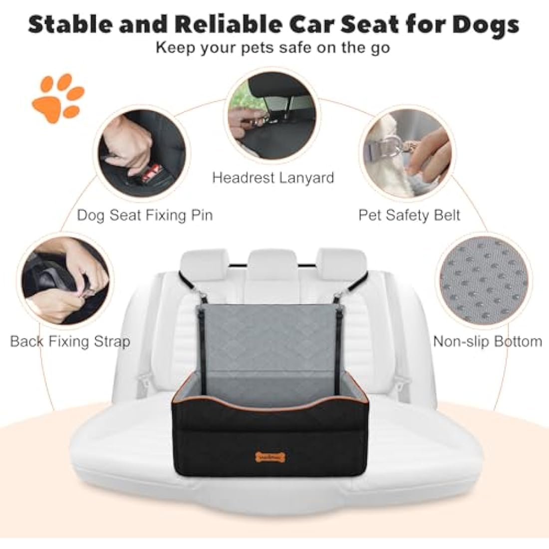 VavoPaw Dog Car Seat | Waterproof Booster Seat for Medium Dogs