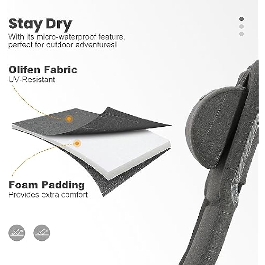Homecall Folding Garden Camping Chair – Waterproof Olefin Padded Grey
