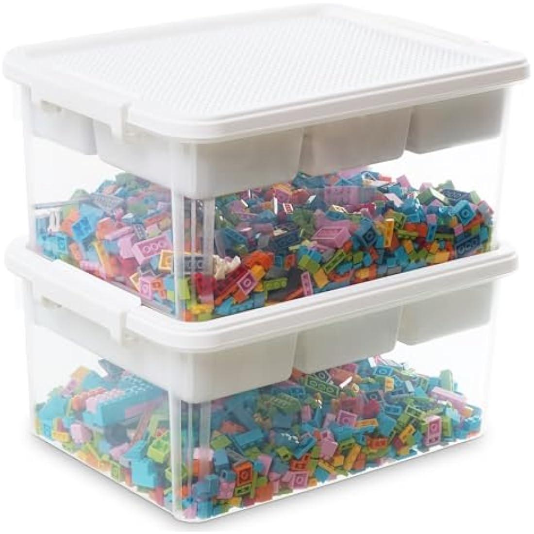 Citylife 16L Stackable Craft Storage Box with Removable Tray - 2 Pack