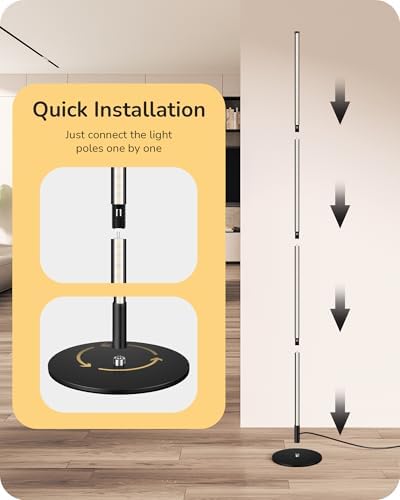 EDISHINE LED Floor Lamp – Dimmable Minimalist Standing Lamp, Black
