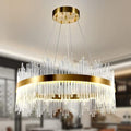 AOOCHOK Modern Gold Crystal Chandelier | 60cm Dimmable LED Pendant Light