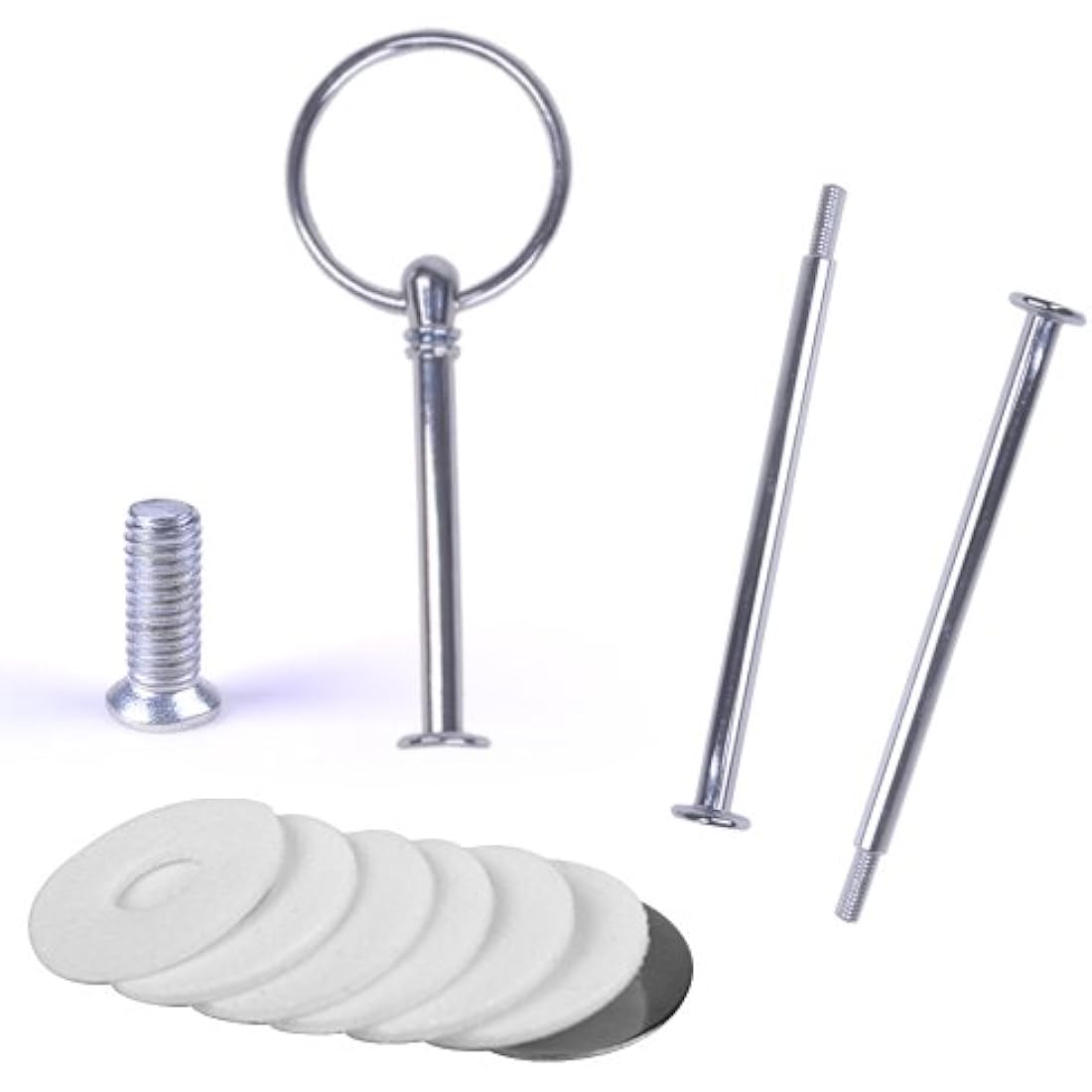 Rayinblue 16 Sets 3 Tier Cake Plate Stand Handle Fittings - Silver Metal