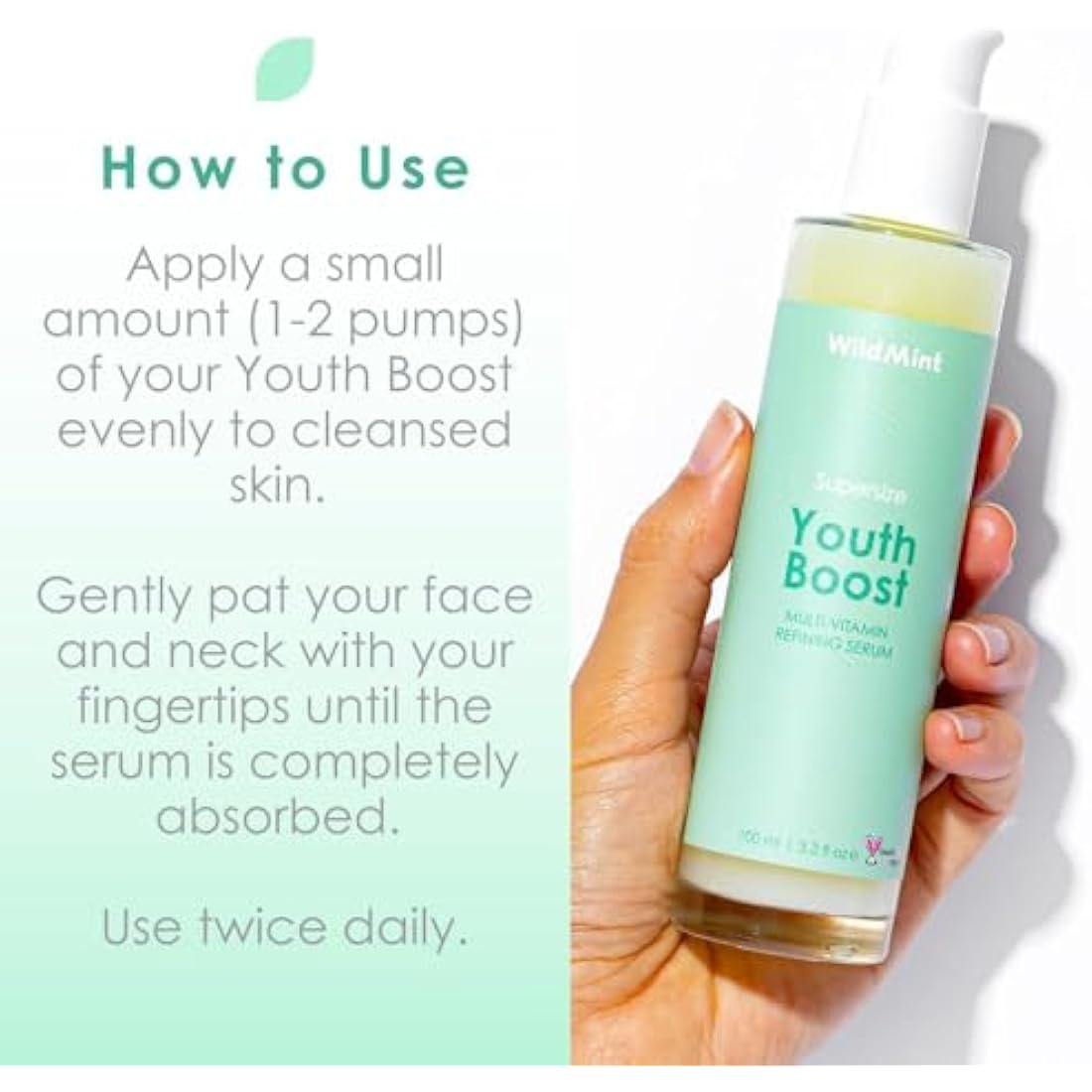 WildMint Youth Boost Face Serum | Hyaluronic Acid & Vitamin C | 100ml
