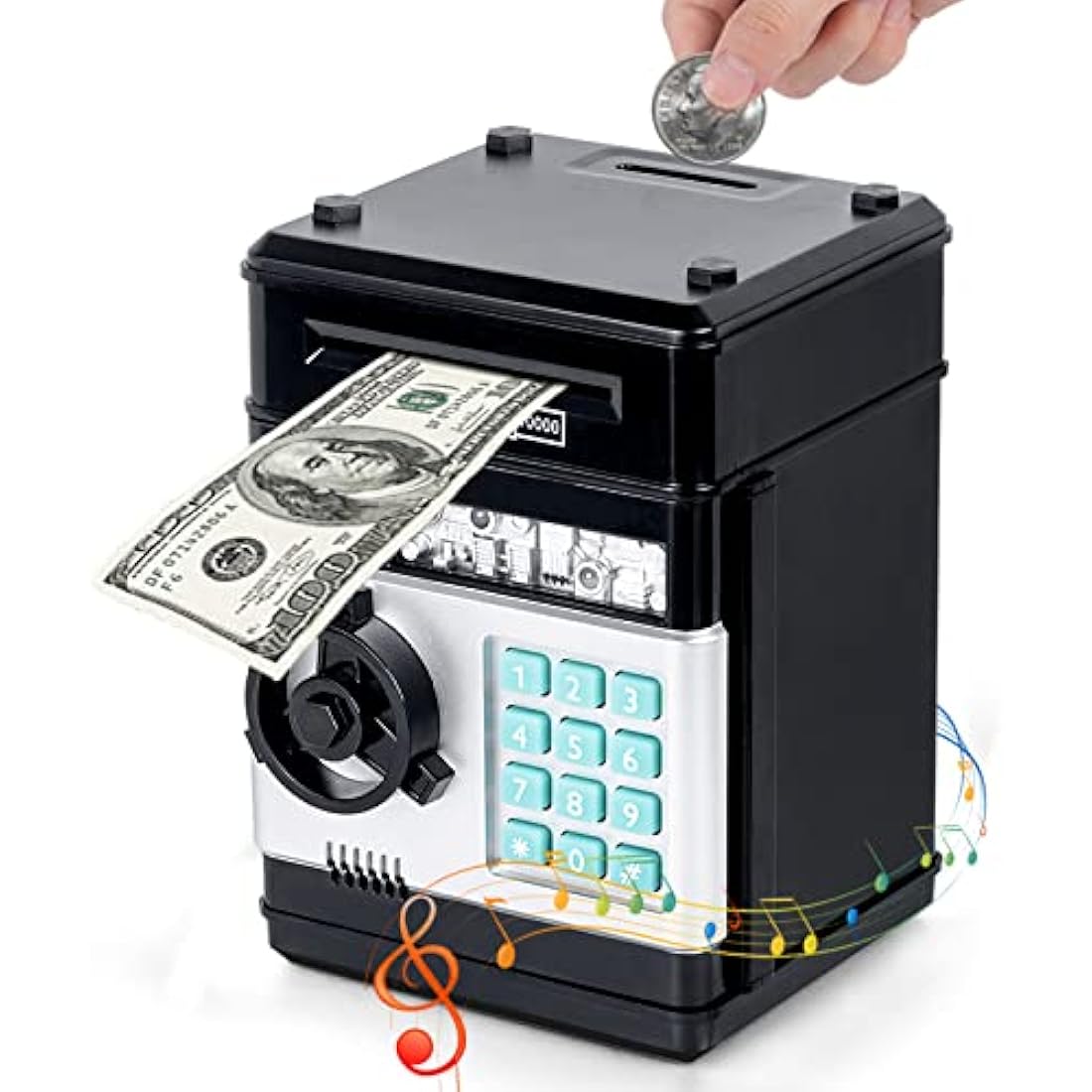 Jolof Store Digital ATM Money Box – Kids Password Safe Piggy Bank (Black)