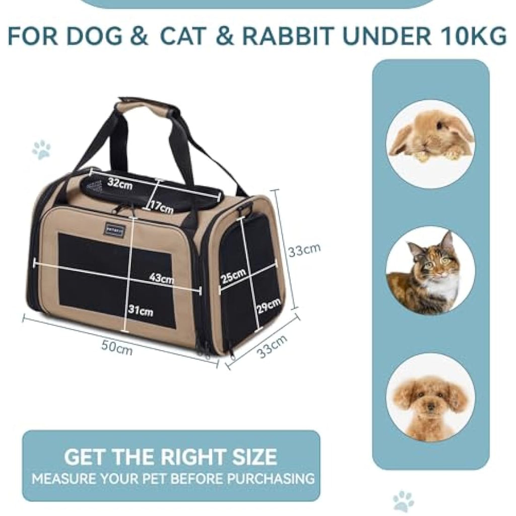 Petsfit Small Dog Travel Carrier | Extendable Fleece Mat – Khaki