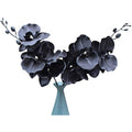 Artificial Black Orchid Stems - 18" Silk Faux Flowers, 3 Pack