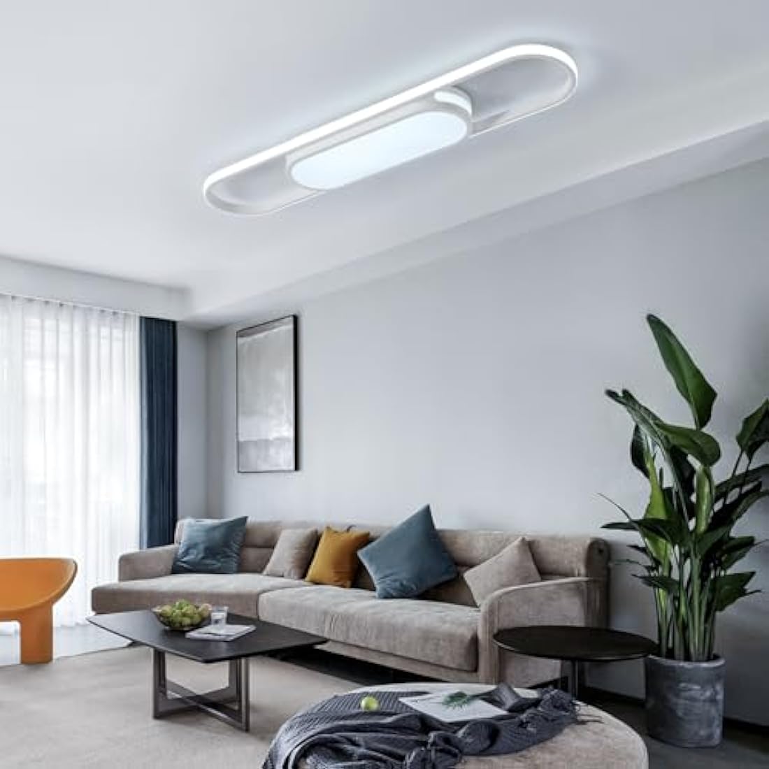 Jolof Store LED Modern Dimmable Ceiling Light with Remote – White 31.49in