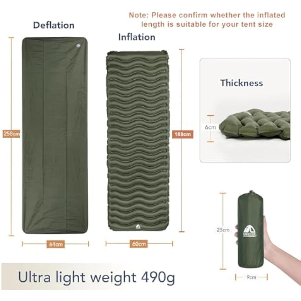 Unigear Ultralight Inflatable Sleeping Pad | 40D Nylon Camping Mat