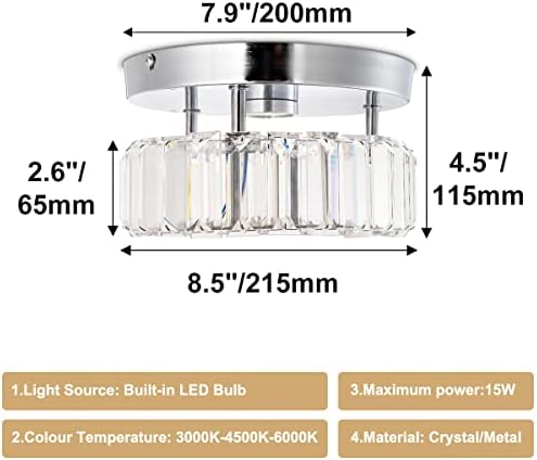 Jolof Store Mini Crystal Chandelier – Round LED Flush Mount Ceiling Light