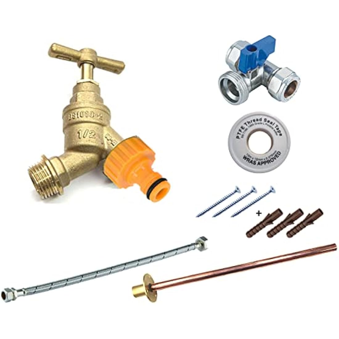 Pipestation Garden Outside Tap Kit – Complete Hose Fitting Set with Wallplate