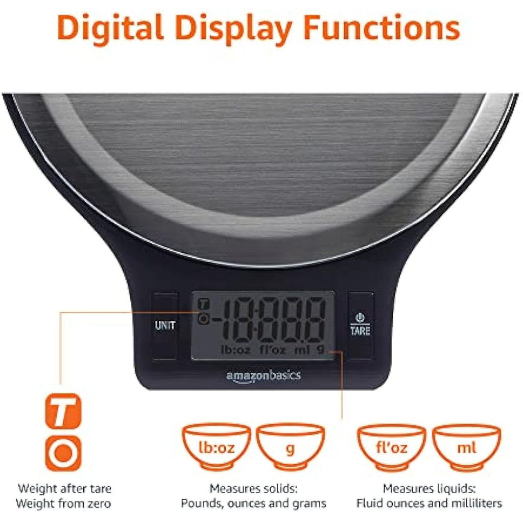 Digital Kitchen Scale | 11lb Stainless Steel LCD Display