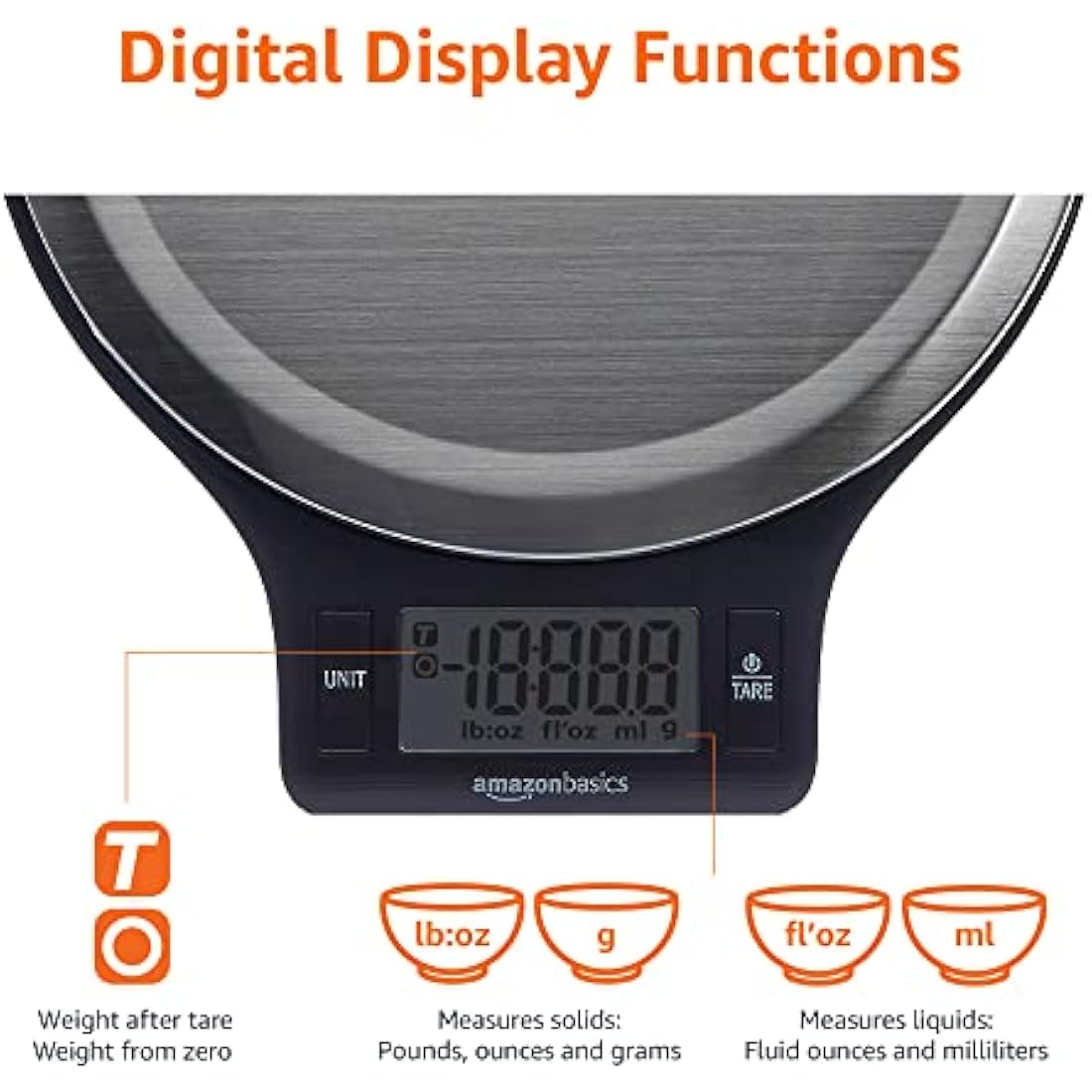 Digital Kitchen Scale | 11lb Stainless Steel LCD Display