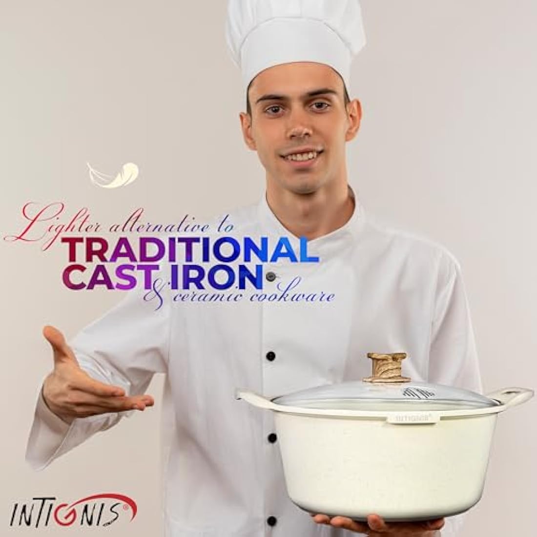 INTIGNIS 32cm Casserole Pot – 10L Large Ceramic Non-Stick Induction Pot