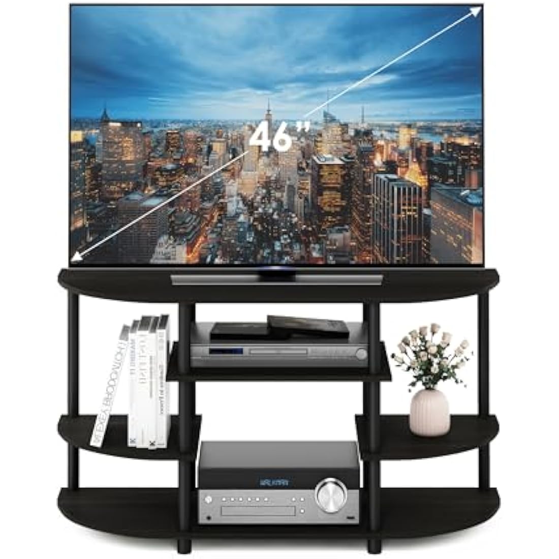 Furinno JAYA Corner TV Stand – Modern Media Console for 46 Inch TV