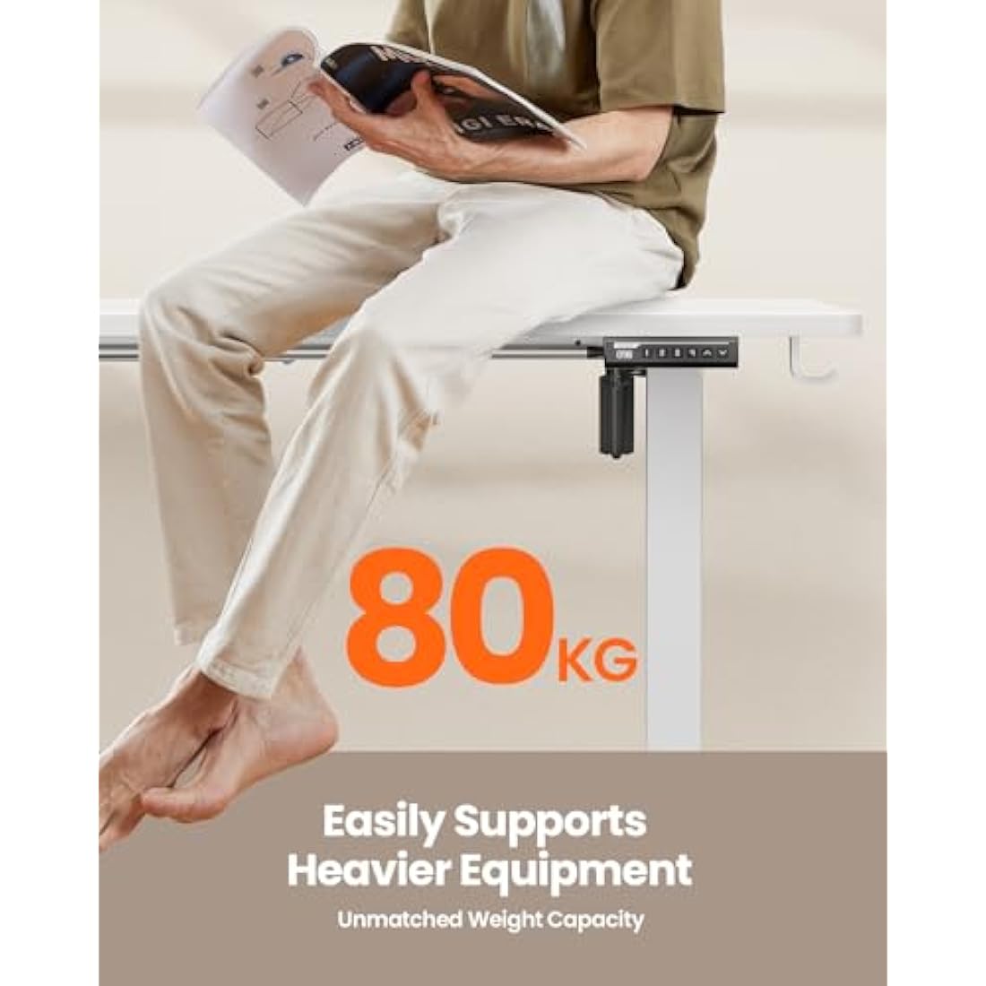 ErGear Electric Standing Desk – 140x70cm Height Adjustable Sit Stand Desk